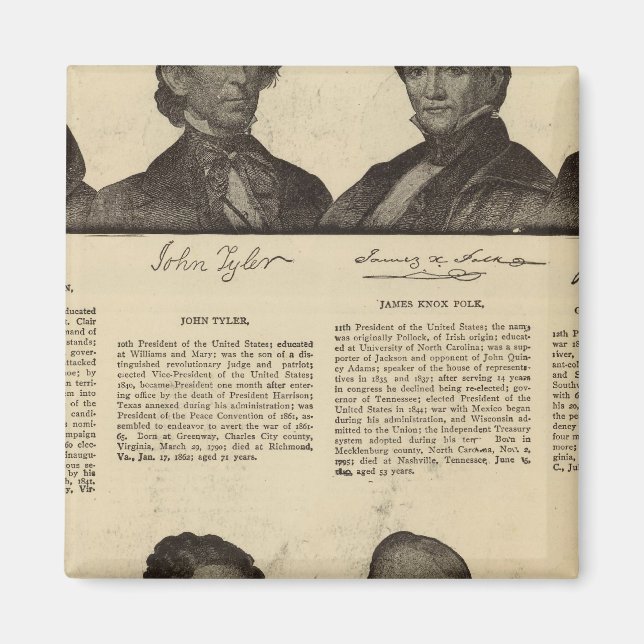 Presidenter USA, autografier, biografier Magnet (Framsidan)