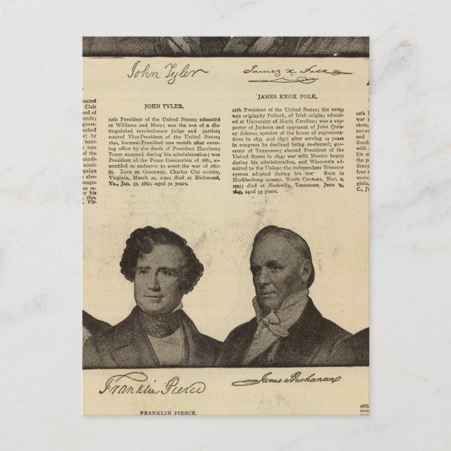 Presidenter USA, autografier, biografier Vykort (Framsida)