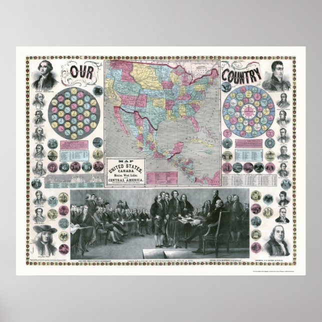 Presidenterna i Förenade Stater Karta - 1859 Poster (Framsidan)