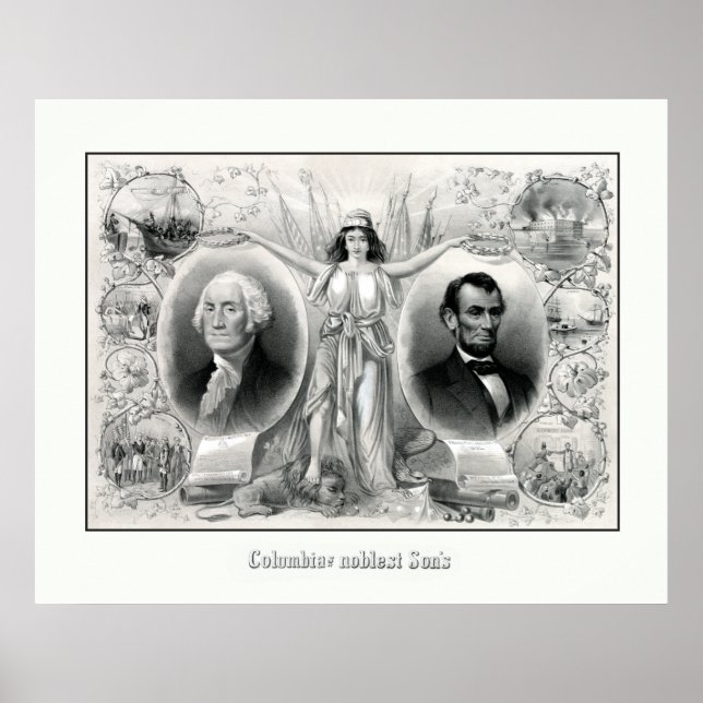 Presidenterna Washington och Lincoln Poster (Framsidan)