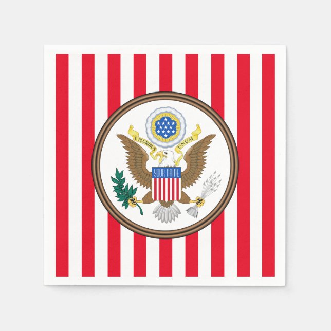 Presidential Seal Stripe Personalize Pappersservett (Framsidan)
