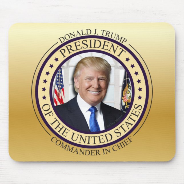 PRESIDENTS- DONALD TRUMP ÖVERBEFÄLHAVARE GULD MUSMATTA (Framsidan)