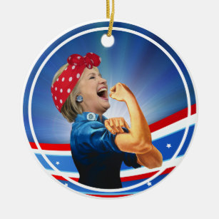 Presidents- kandidat Hillary Clinton för 1st Julgransprydnad Keramik