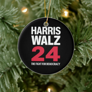 Presidentvalda Kamala Harris & Tim Walz 2024 Julgransprydnad Keramik