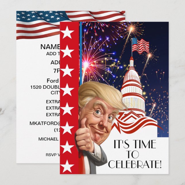 Presidentvalet i Firande Inbjudningar (Fram/baksida)