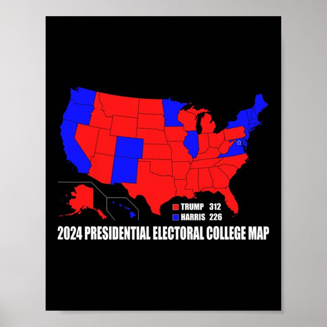 Presidentvalkollegiet Usa Karta Trump Harri Poster (Framsidan)