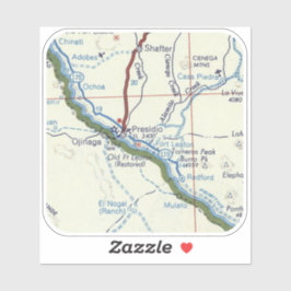 Presidio TX Vintage Karta Klistermärken