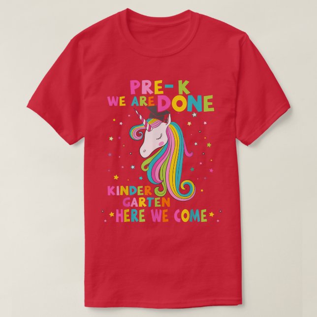 Presk Studenten Magic Unicorn KINDERGARTEN här T Shirt (Design framsida)