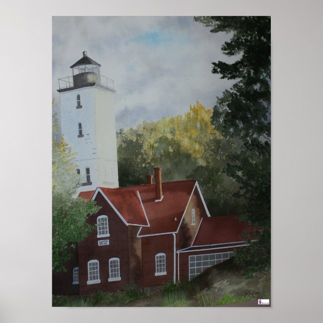 Presque Ilse Lighthouse Poster Skriv ut (Framsidan)