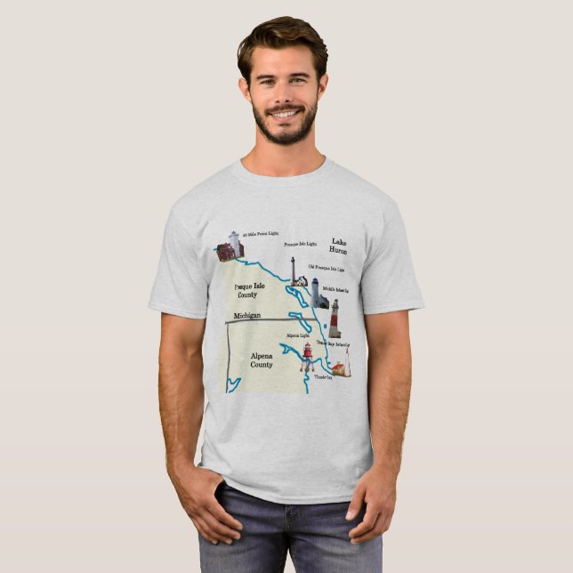 Presque Isle & Alpena County fyr-skjorta T Shirt (Hel framsida)
