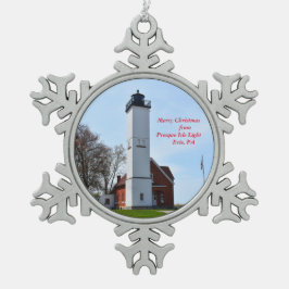 Presque Isle Light, julprydnad Snöflinga Pewter Julgransprydnad