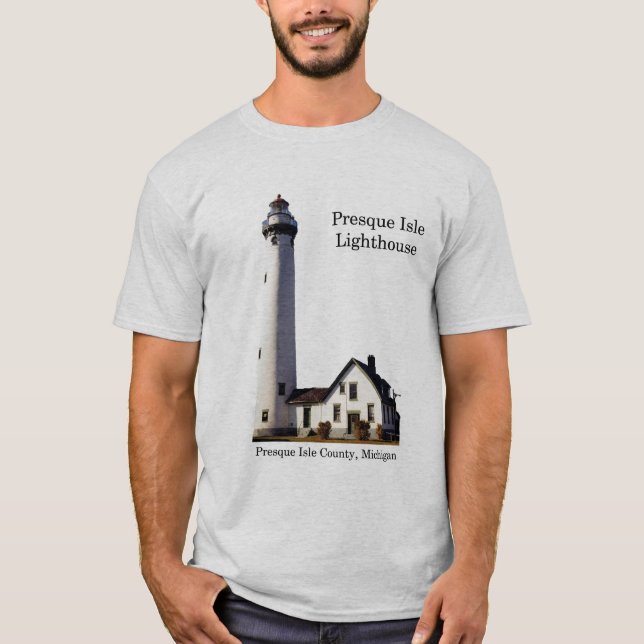 Presque Isle Lighthouse-skjortljus T Shirt (Framsida)