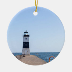 Presque Isle North Pierhead Lighthouse Julgransprydnad Keramik