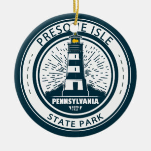 Presque Isle State Park Pennsylvania Badge Julgransprydnad Keramik