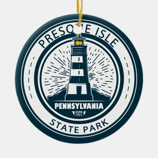 Presque Isle State Park Pennsylvania Badge Julgransprydnad Keramik (Framsidan)
