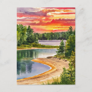 Presque Isle State Park Watercolor Painting Vykort