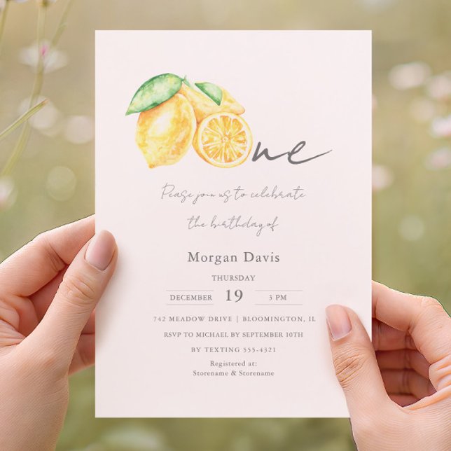 Press Citrus Sommar Första Födelsedag Baby Inbjudningar (Skapare uppladdad)