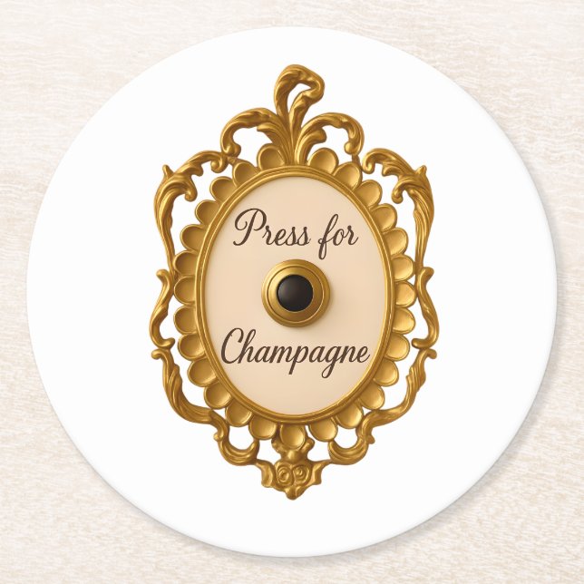 Press for Champagne Bar Cart Veuve Coaster Underlägg Papper Rund (Framsidan)