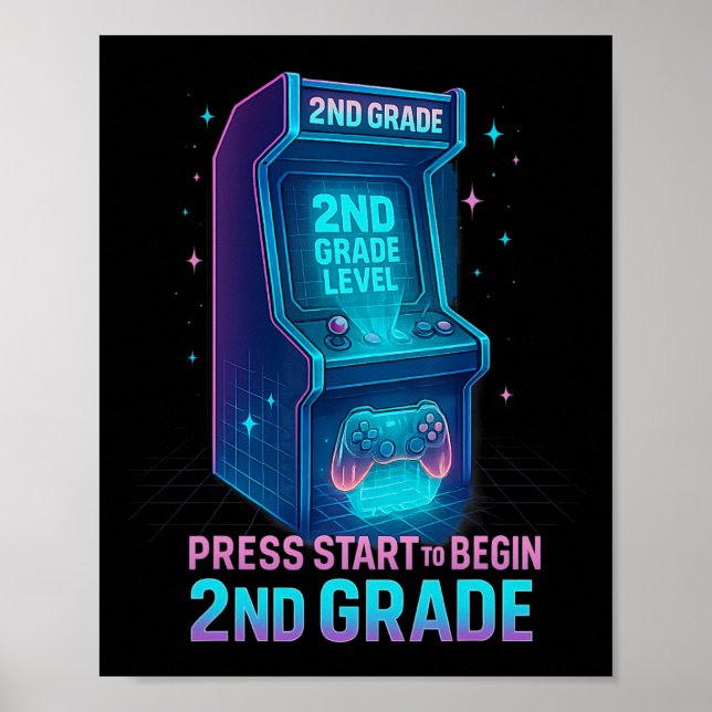 Press Start 2nd Grade Gamer Kids Level Up Fun 1  Poster (Framsidan)