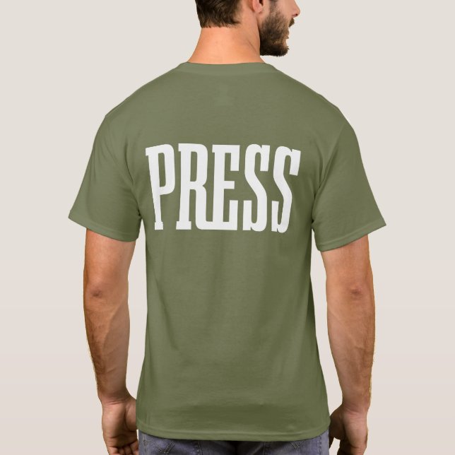 Press Two Sided Reporter Journo Correspondent Crew T Shirt (Baksida)