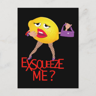 "pressa mig?" roligt citron humous Postcard Vykort