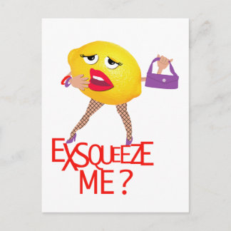 "pressa mig?" roligt citron humous Postcard Vykort