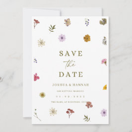 Pressad blomma spara datum inbjudan 