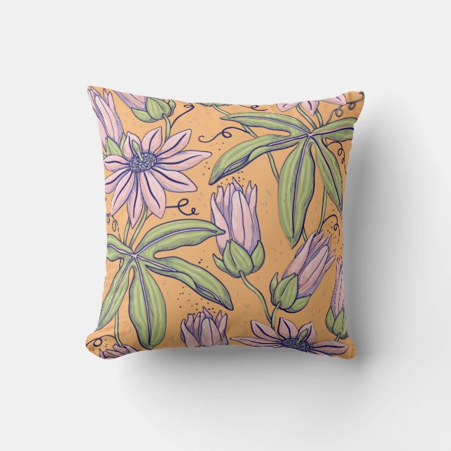 Pressad blomster vattenfärg illustration kudde (Framsida)