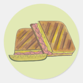 Pressad kubansk sandwich Ham Cheese Salami Pickle Runt Klistermärke