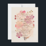 Pressad röd rosa och kräm, blommande bröllopsinbju vykort<br><div class="desc">Pressad röd rosa och kräm,  blommande bröllopsdesign</div>