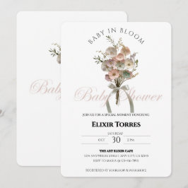 Pressad vildblomma Baby i blomning Boho Baby Showe Inbjudningar