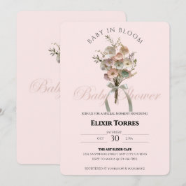 Pressad vildblomma Baby i blomning Boho Baby Showe Inbjudningar