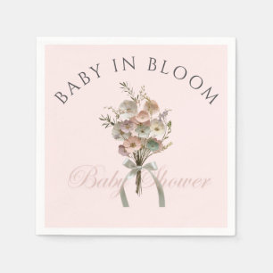 Pressad Vildblomma Baby i Blomning Boho Babyfirand Pappersservett