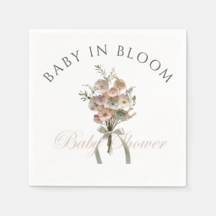 Pressad Vildblomma Baby i Blomning Boho Babyfirand Pappersservett