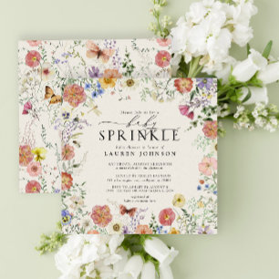Pressad vildblomma Blommig baby shower till blivan Inbjudningar