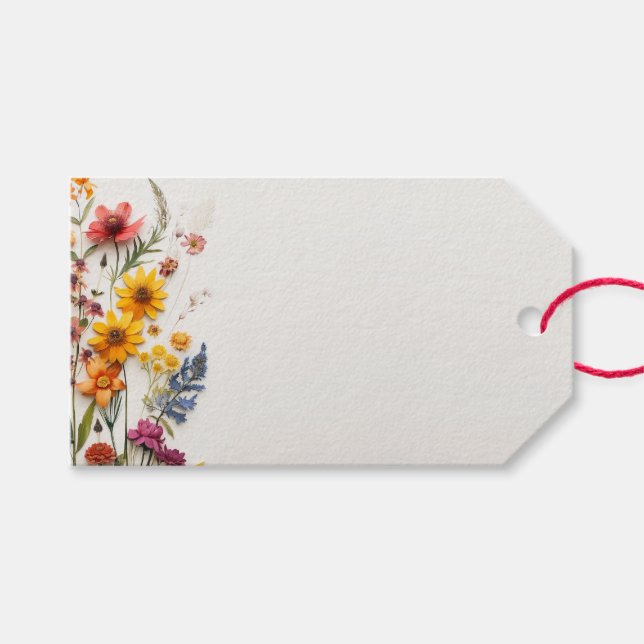 Pressade blommor Bröllopsfest etiketter (Framsidan (Horisontell))
