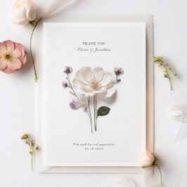 Pressade blommor Elegant bröllop tackkort Tack Kort
