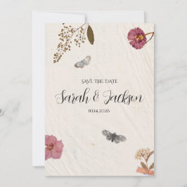 Pressade blommor från shabby chic Bröllop Inbjudningar