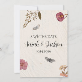 Pressade blommor från shabby chic Bröllop Inbjudningar
