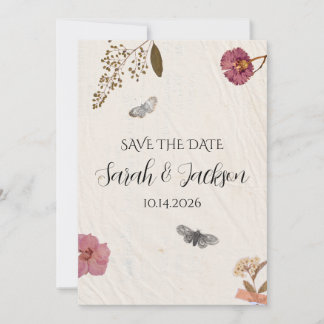Pressade blommor från shabby chic Bröllop Inbjudningar