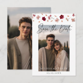 Pressade blommor och foto spara datumet