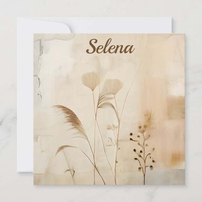 Pressade blommor och gräs anteckningskort (Framsida)