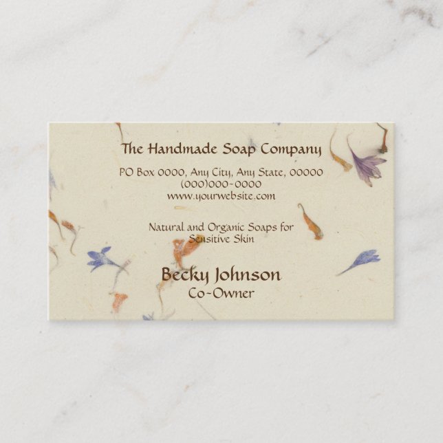 Pressade blommor Pappra Affärskortet Stil Visitkort (Framsida)