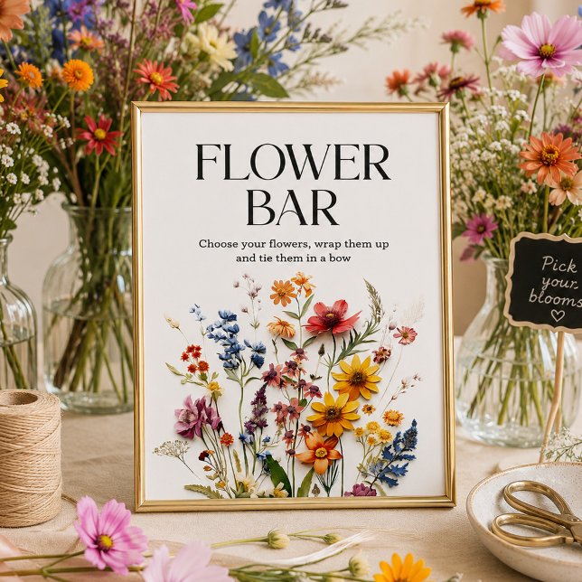 Pressade blommor Vildblomma Blombars-skylt Poster (Skapare uppladdad)