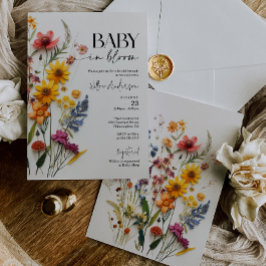 Pressade blommor Vildblomma Boho babyfirande Inbjudningar