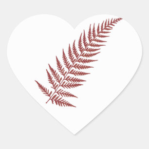 Pressade botaniska fern Löv - Blanda och Match Fär Hjärtformat Klistermärke