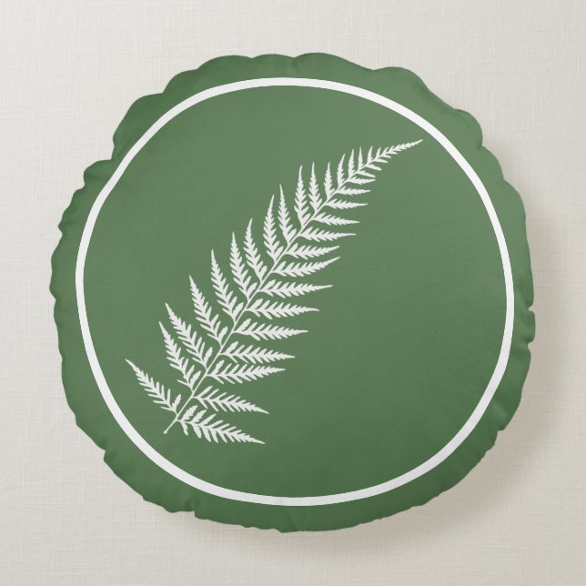 Pressade botaniska fern Löv - Blanda och Match Fär Rund Kudde (Framsidan)