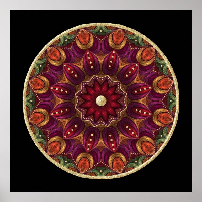 Pressade Foil Mandala Poster (Framsidan)
