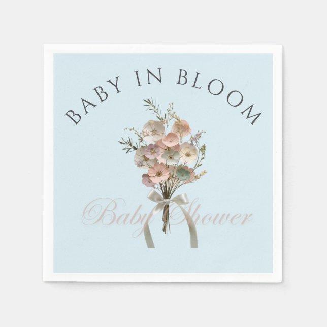 Pressade Wildblommor Baby i Bloom Boho Baby Shower Pappersservett (Framsidan)