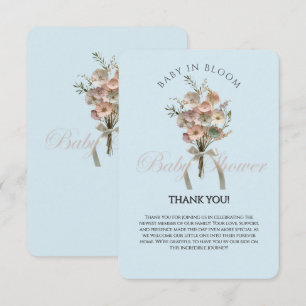 Pressade Wildblommor Baby i Bloom Boho Baby Shower Tack Kort